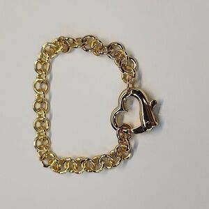 18k Gold Plated Chain Bracelet Heart Shape Lobster Clasp Closure